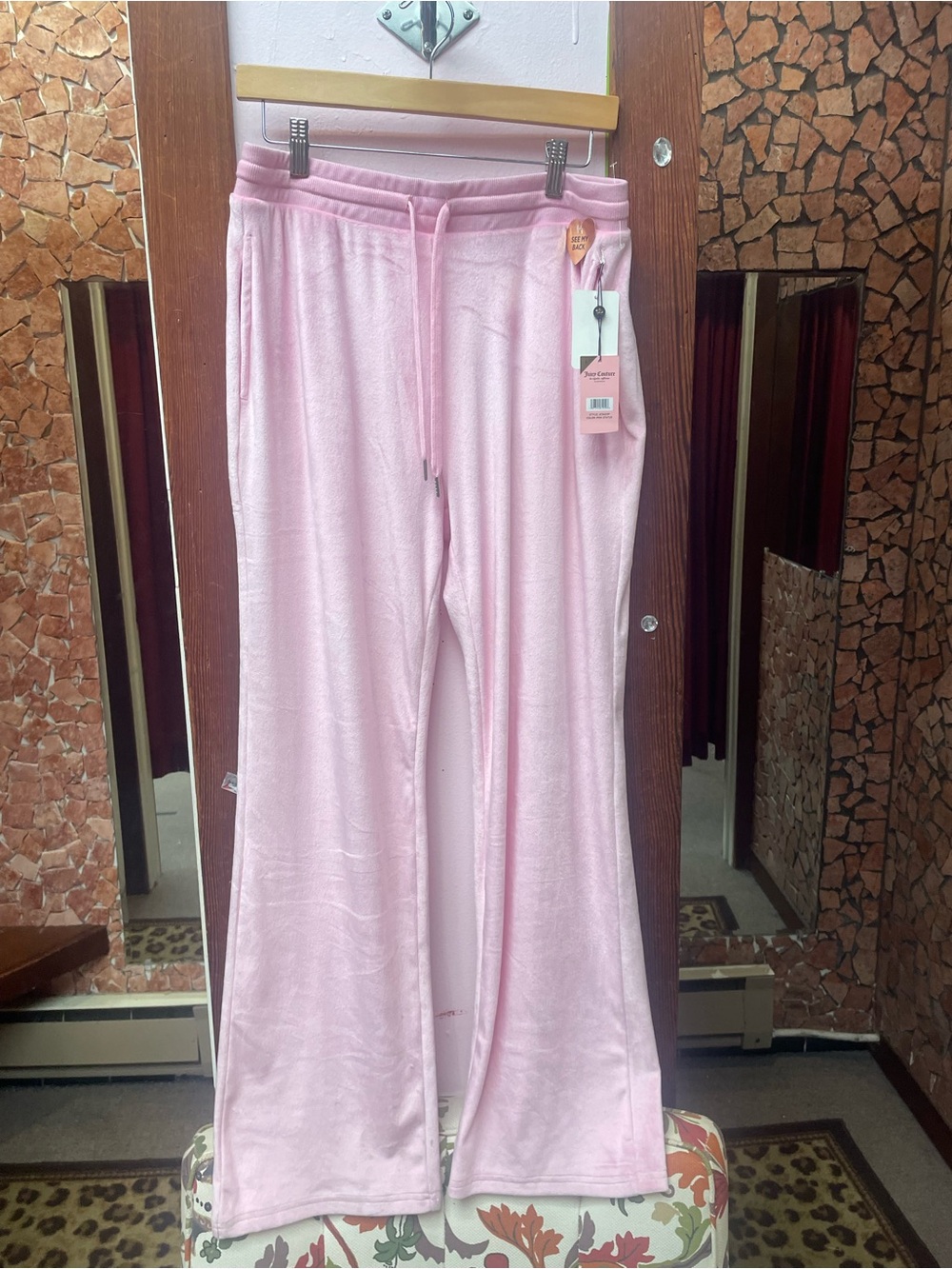 Juicy Couture Light Pink Plush Wide-Leg Joggers
